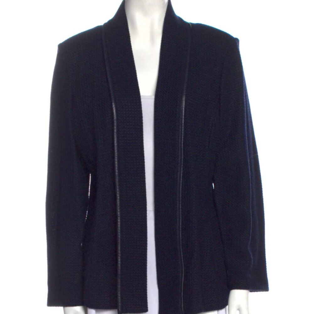 EUC St. John Navy Evening Jacket with Leather Trim